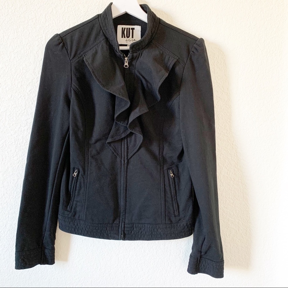 Kut from the Kloth Ruffle Front Knit Jacket